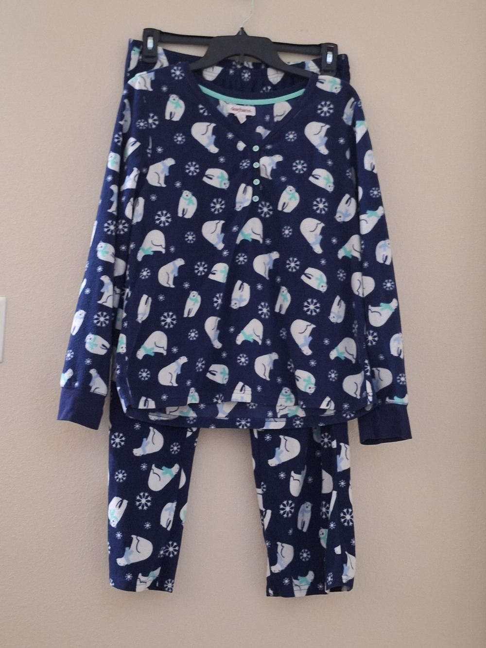 Dearfoams Navy Polar Bear Print Women's Pajama Set